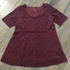 Motherhood Maternity Burgundy Lace Blouse